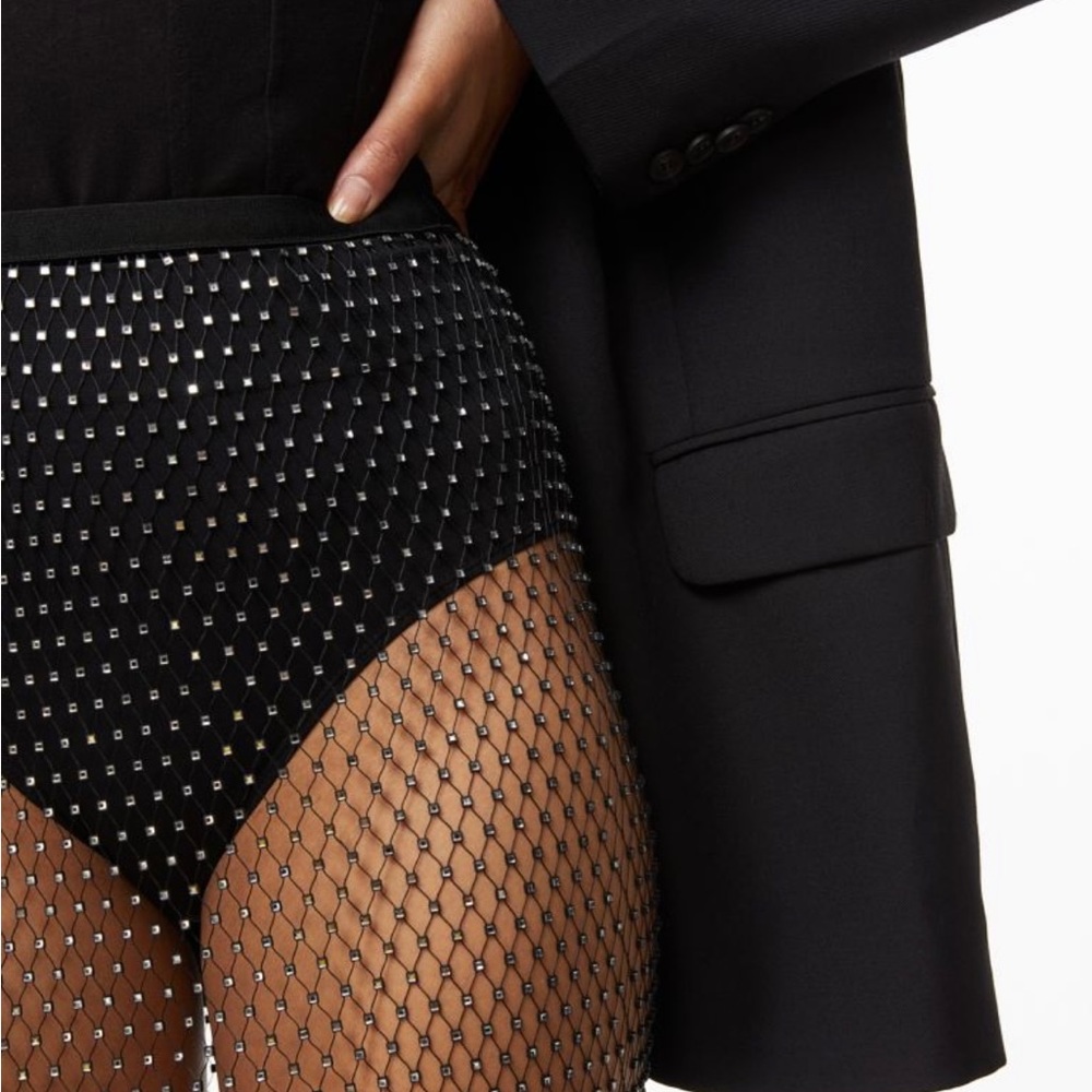 H&M Rhinestone-embellished Fishnet Skirt
